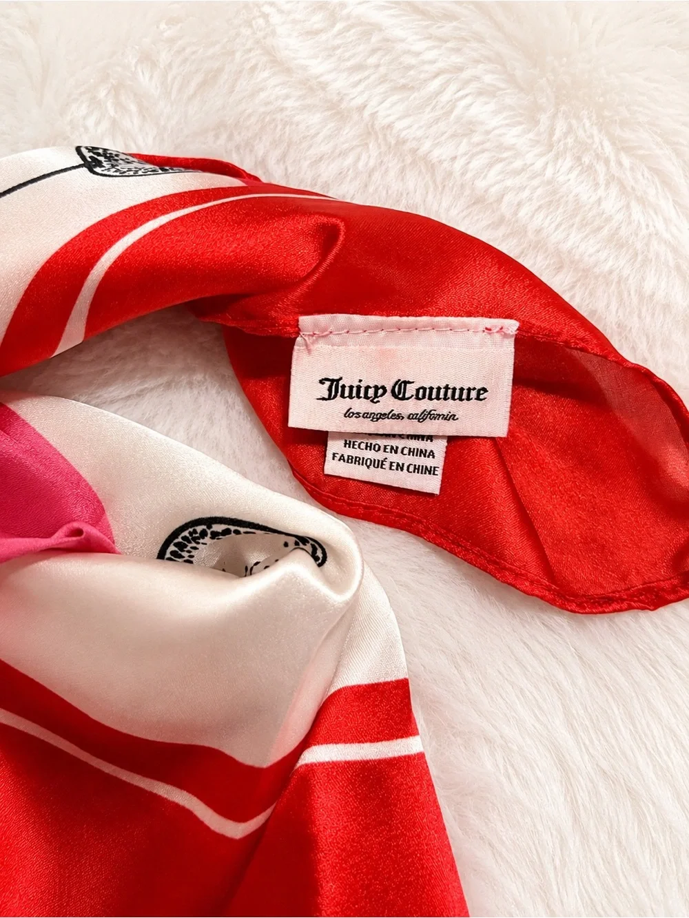 Juicy Couture Red & Pink Silk Scarf